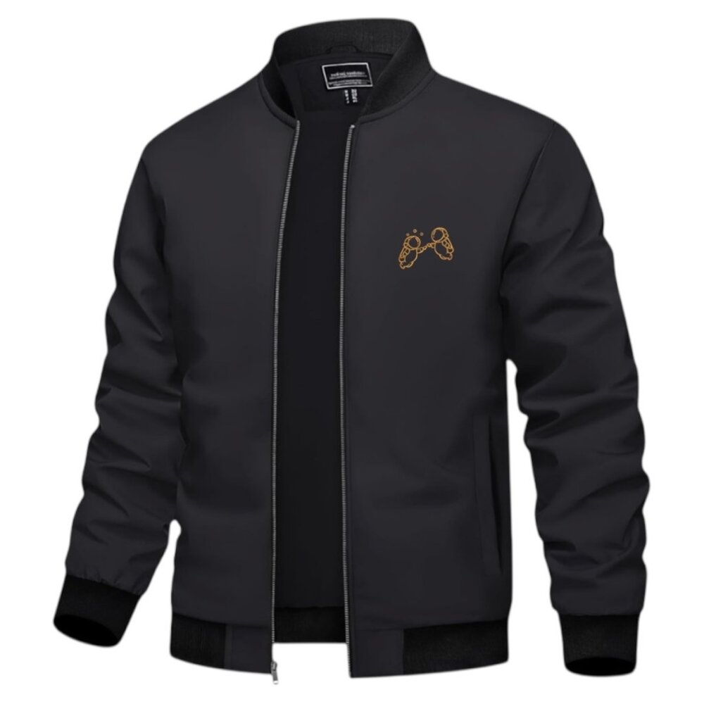 Men's Ivan Cornejo Astronaut Logo Embroidered Lightweight Bomber Jacket-Black